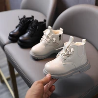 autumn winter plus velvet warm martin boots kids shoes for girl solid color fashion snow boots pu leather children boys shoes