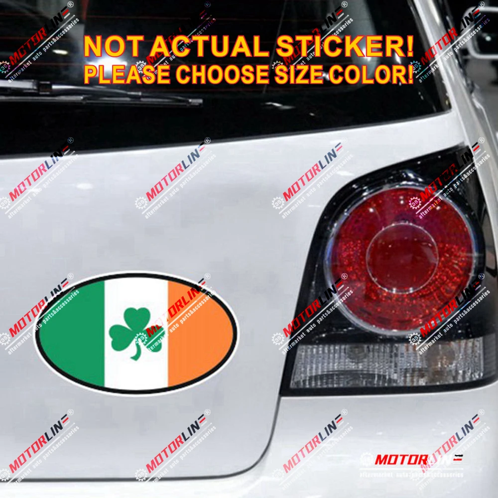 

Shamrock Oval Decal Sticker Ireland Irish clover Car Vinyl Reflective Glossy pick size