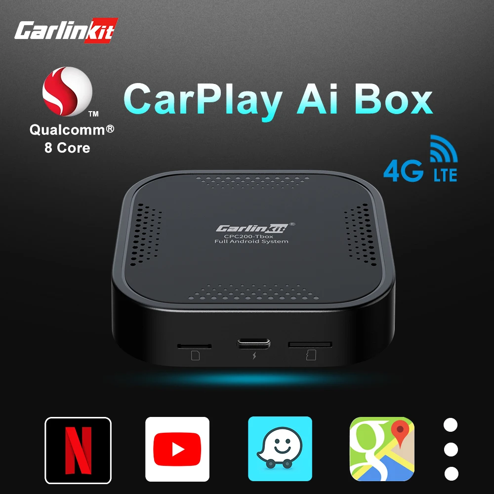 CarlinKit Carplay Ai Box Android Snapdragon 4G+64G Wireless Android Auto GPS 4G LTE Smart Car Multimedia Youtube Netflix Adapter