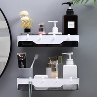 wall mounted storage rack bathroom shelf for kitchen with hooks storage bathroom accessories without drill plastic container