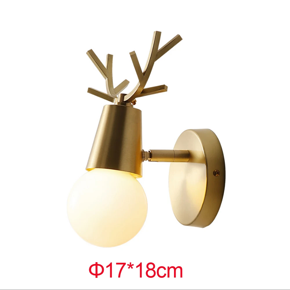 

3 Color temperature adjustment bronze antler wall lamp bedroom living room dining room American study stairway suite decorative