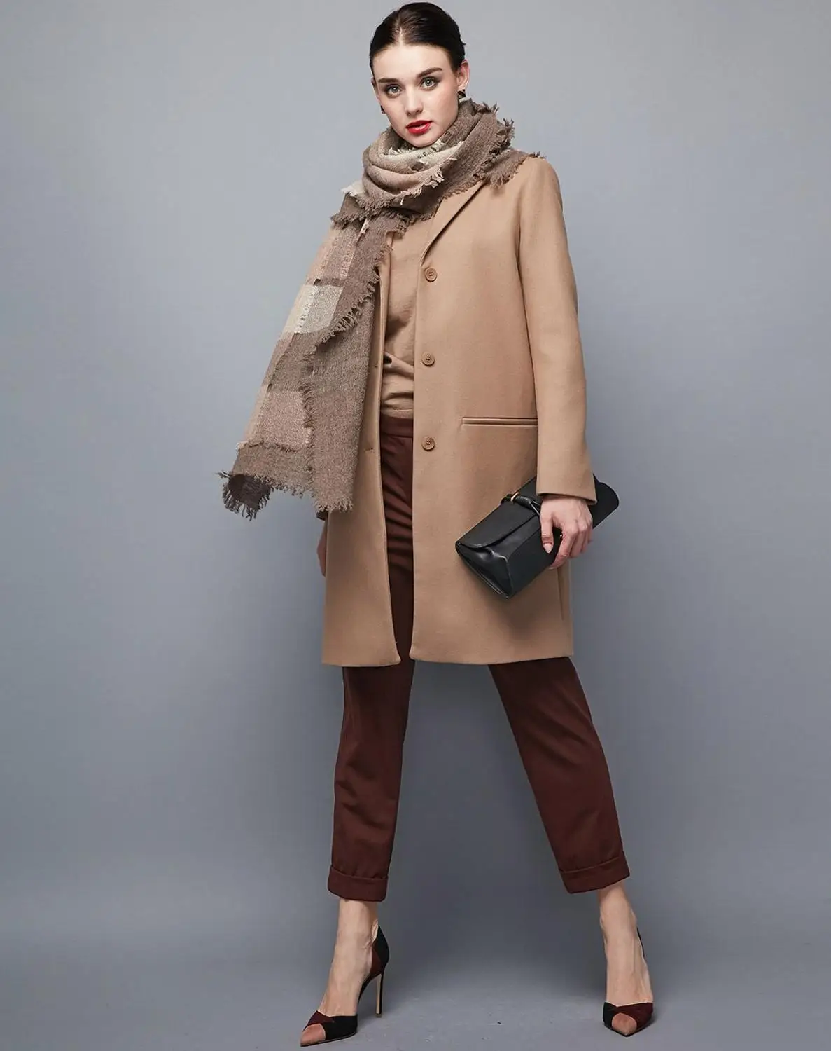 

K-M-S Casual double shawls autumn and winter new oversized thickened classic plaid wool scarf 60*185cm/145g