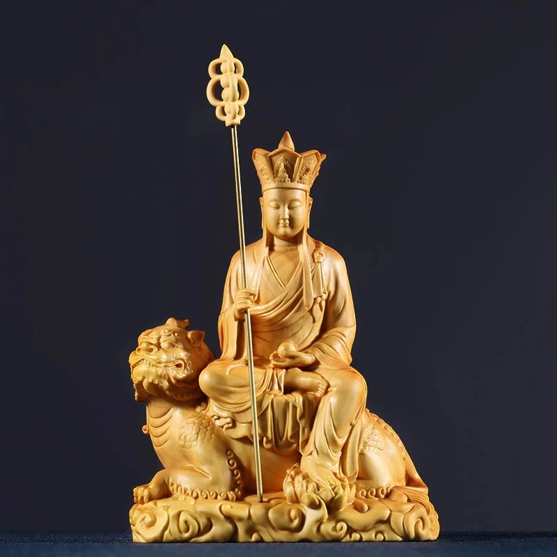 

13CM Dizang Ksitigarbha Statue Wood Sculpture Statue Carving Buddha Craft Buddhism Wood Figurine Home Decoration Miniature