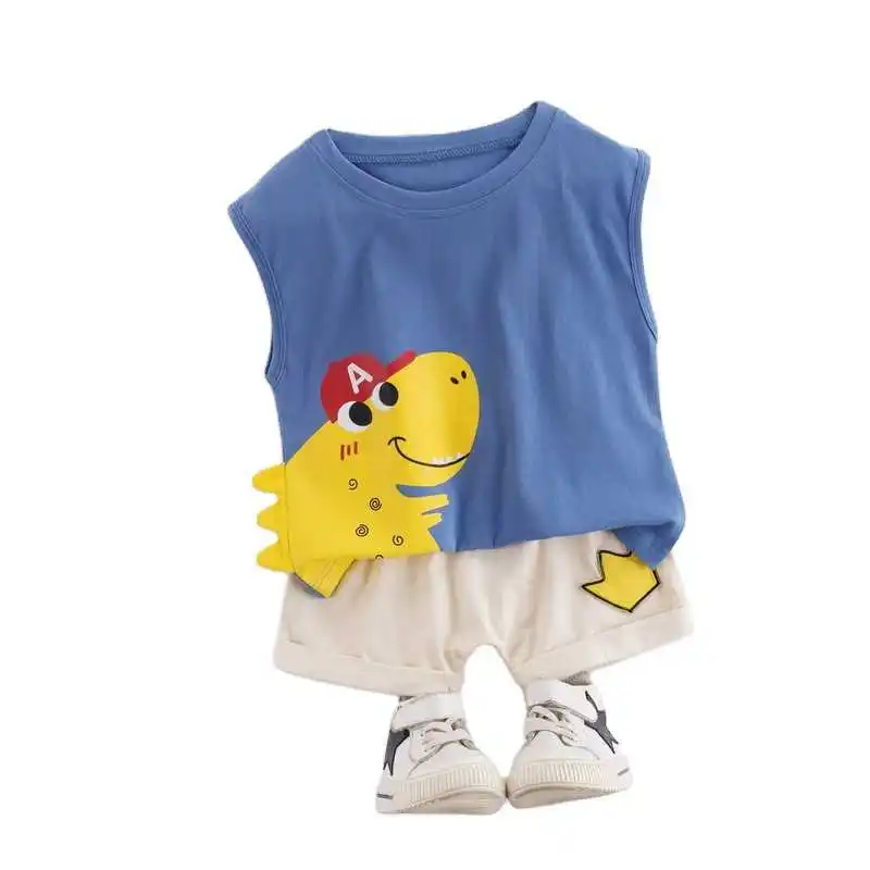 

Summer Baby Boys Girls Cartoon Clothes Children Cotton Vest Shorts 2Pcs/sets Kid Cotton Sportswear Infant Toddler Casual Clothes