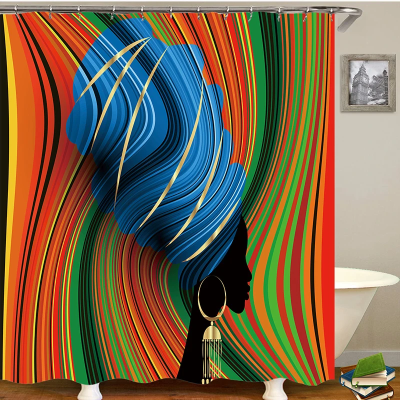 

African Shower Curtain black out curtains 3d douchegordijn drop shipping women bathroom curtain