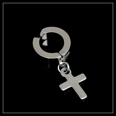 K2 silver Корейская унисекс черная титановая сталь Панк Крест Кафф Ушная клипса серьги для мужчин/wo мужчин ухо гвоздь серьги без пирсинга - Окраска металла: K2 silver