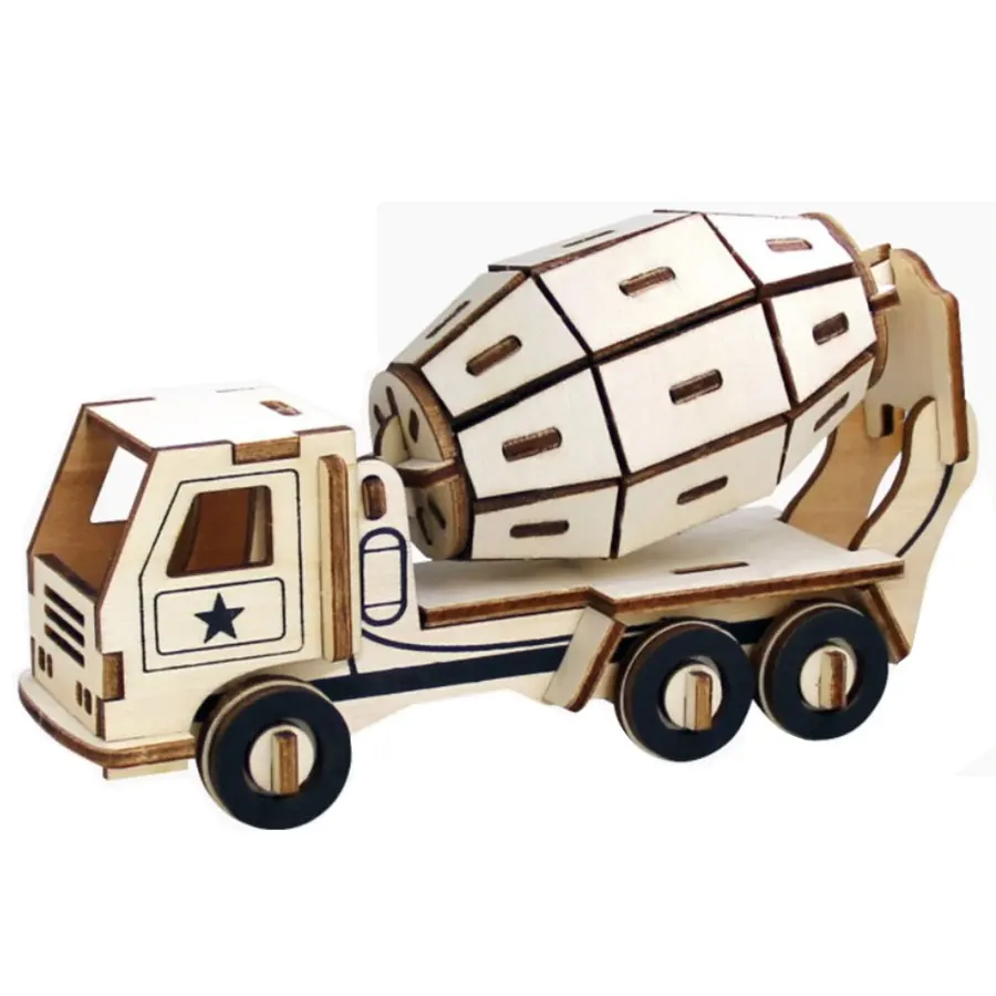 Строительный автомобиль Бетономешалка строительные блоки игрушки деревянные