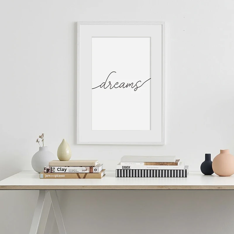 Постер в скандинавском стиле черно-белая Картина на холсте с изображением милой