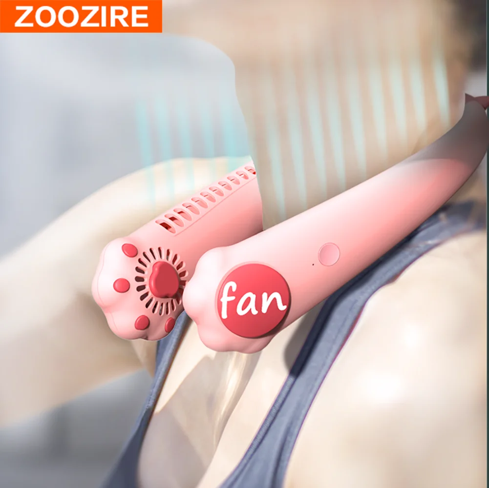 

Cartoon Cat Paw Neck Fan Portable Bladeless USB Rechargeable Mute Fans for Outdoor Shopping Sports Girls' Gift Ventilador