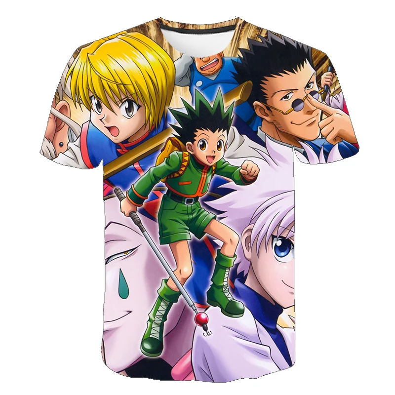 

Летние детские футболки с коротким рукавом из японского аниме, детские футболки с принтом охотника, топы в стиле Харадзюку для мальчиков и д...