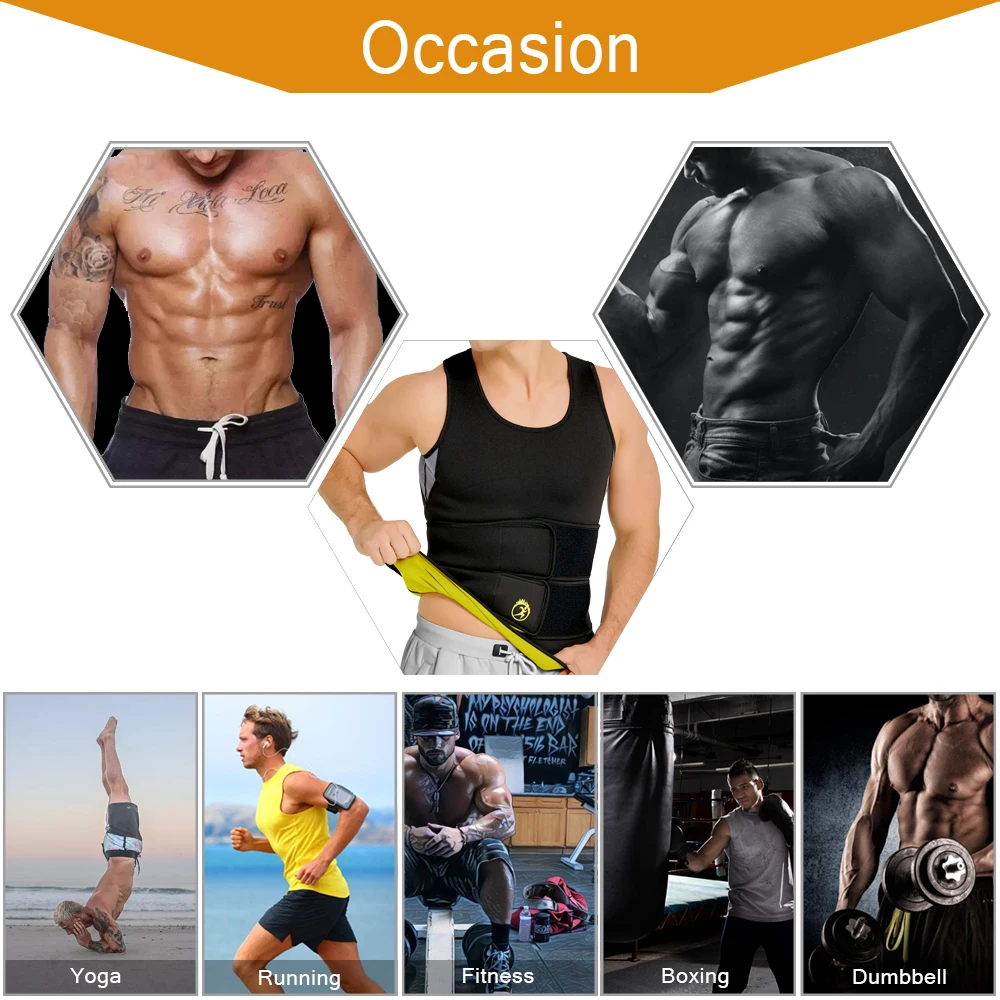 NINGMI Sauna Vest Waist Trainer Body Shaper Slimming Shirt for Weight Loss Sweat Vest Waist Trimmer Shapewear for Man
