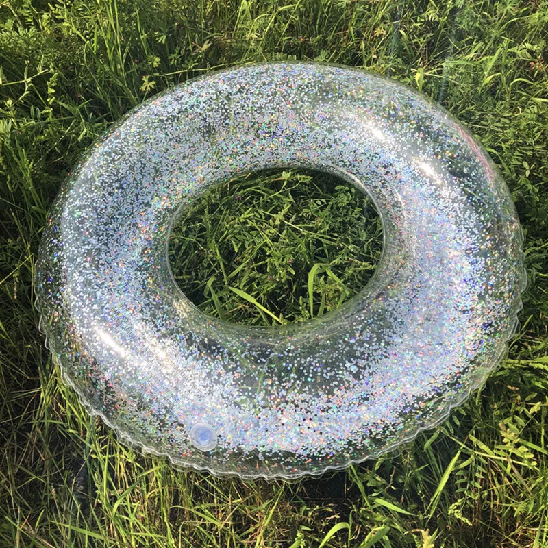 

60-90cm Colorful Glitter Pool Foats Swimming Ring For Adult Children Inflatable Pool Tube Giant Float Boys Girl Water Fun Toy