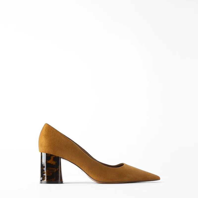 

2020 New high and Thick Heels DesignShoes Pointed Toe Shallow Single Shoes Suede Professional Women's Shoes