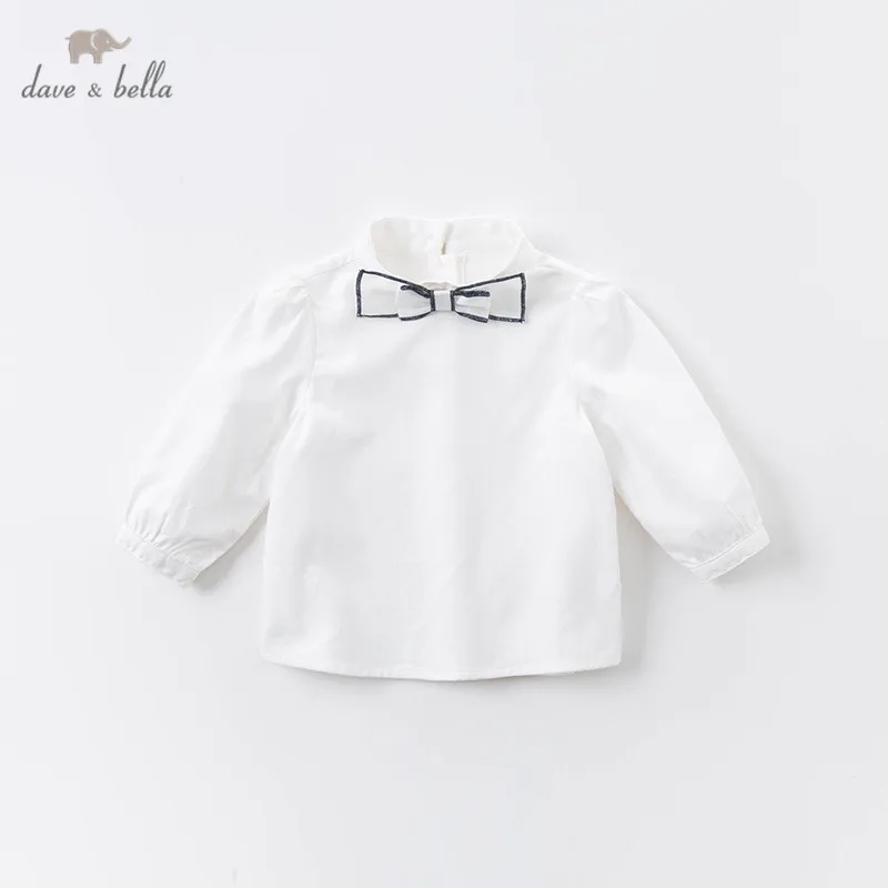

Dave bella/DB14926; Осенние Рубашки со съемным бантом для маленьких девочек; Топы для малышей; Детская одежда высокого качества