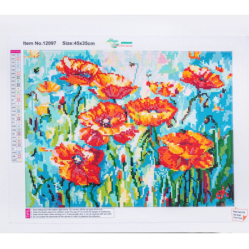 

5D Diy Diamond Embroidery Painting Red Flowers Cross Stitch Full Round Drill Rhinestone Mosaic Home Decoration