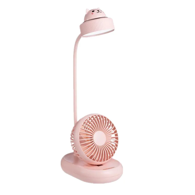 

Cute pet desk lamp fan USB charging student dormitory desktop fan office LED light small fan