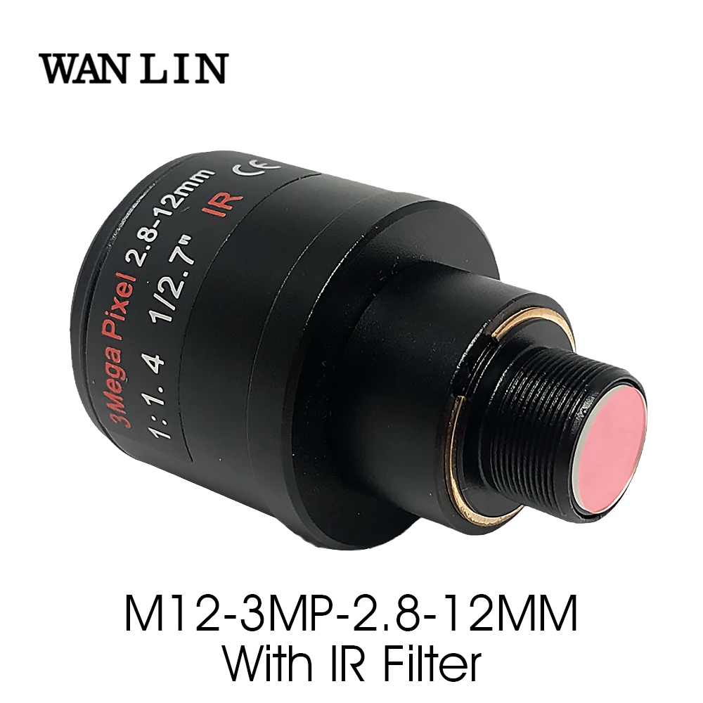

3.0Megapixel Fixed Iris M12 HD 2.8-12mm Varifocal Lens for Action Camera F1.4 1/2.7" Manual Focus Zoom with 650nm IR Filter