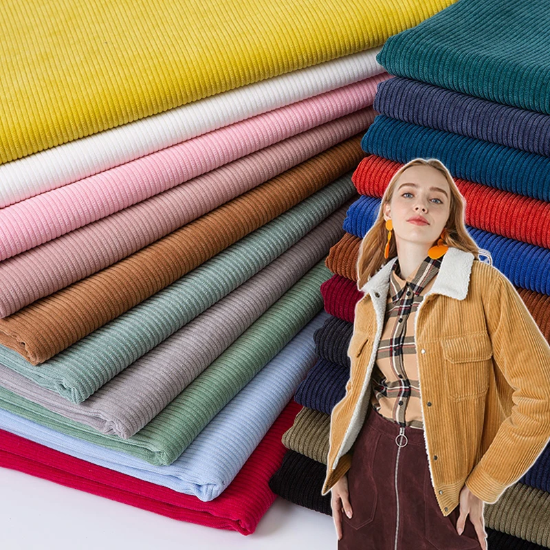

8W Solid Corduroy Fabrics for Autumn Winter Apparel Hat Dress Pants Craft Shirt