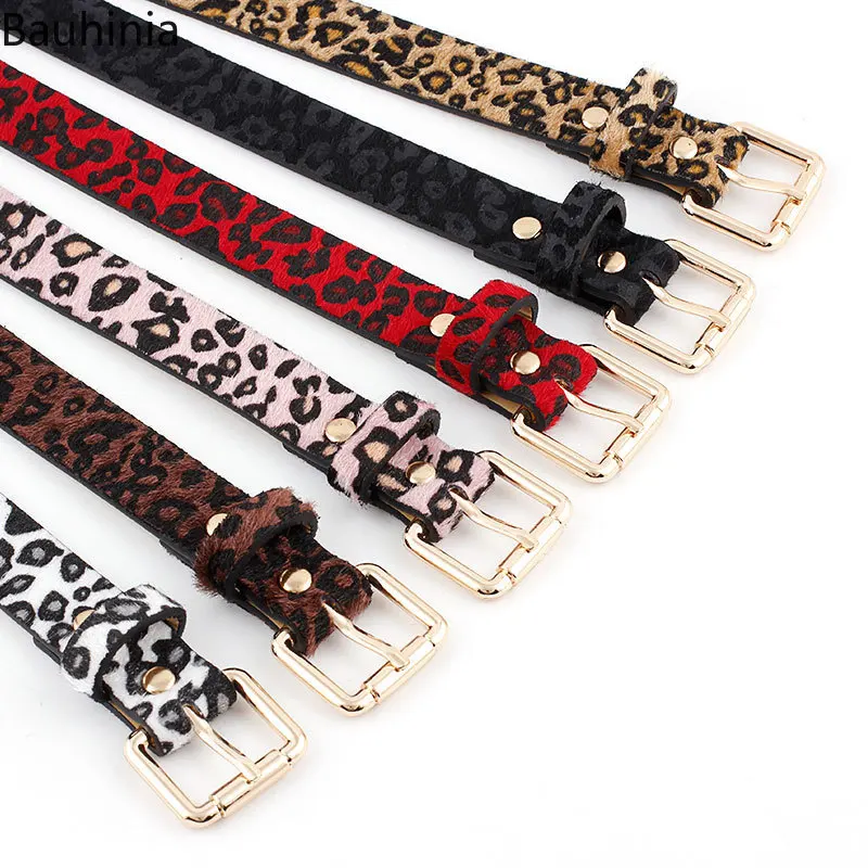 

2021 New Female Leopard Belt Snake Skin Zebra Print Thin Horsehair Waistband PU Leather Gold Ring Pin Metal Buckle Ladies Belts