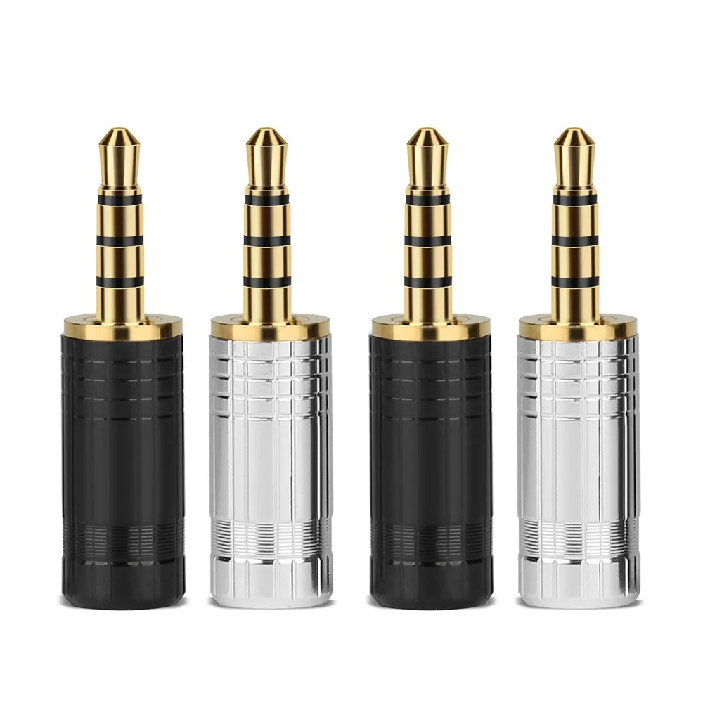

10pc DIY 2.5mm Earphone Plug 4 Pole Stereo Copper Rhodium/Gold Plated Audio Connector Headphone Jack HiFi Solder Headset Adapter