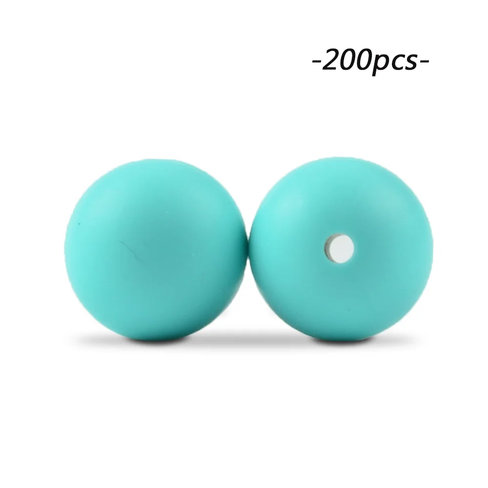 robin egg blue LOFCA 200 шт./лот, силиконовые бусины, 15 мм, Круглый прорезыватель, ожерелье, детский прорезыватель, игрушка, BPA бесплатно, сделай сам, жевательные подвески, аксессуары для новорожденных, кормящих - Цвет: robin egg blue