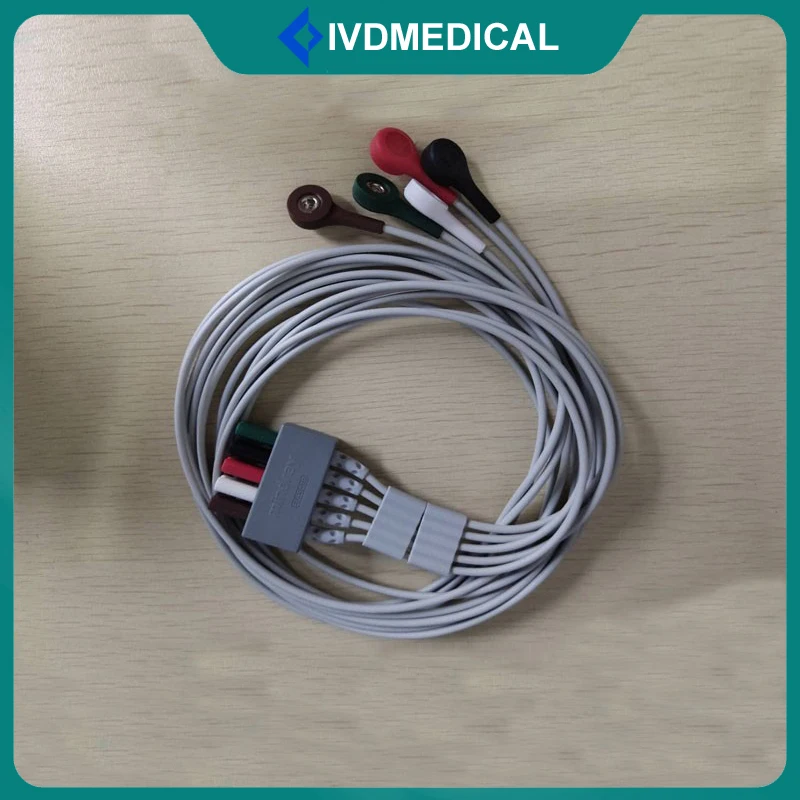 Original Mindray EL6501B ECG Cable Lead Wire 5 Lead Adult Snap-type AHA Lead Wire 009-004729-00