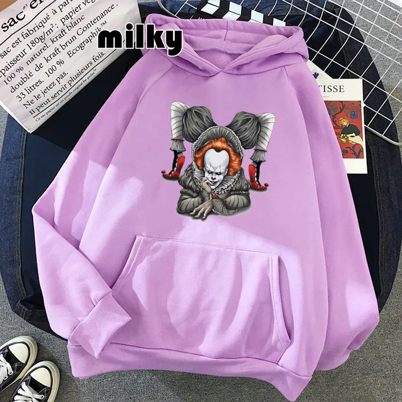 

Women Horror Clown 2021 Pennywise Hoodie Hot Stephen King Printed Sweaterwomen Tops Hoodie Sweater Movie women Custom Hoodie