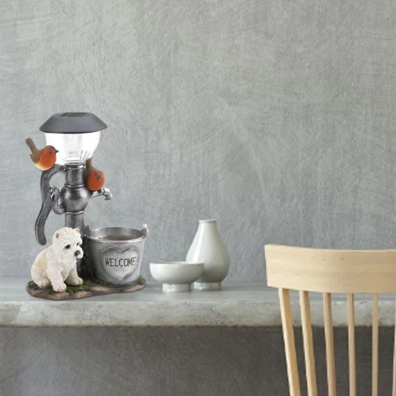 Новый милый кот собака кролик светодиодный солнечный свет смолы Статуи ремесел настольный украшение на открытом воздухе газон двор украшение лампы сад декор на.