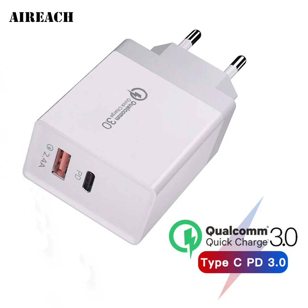 AIREACH 36 Вт Быстрая зарядка 3 0 USB зарядное устройство QC3.0 QC Тип C PD вилка мобильный