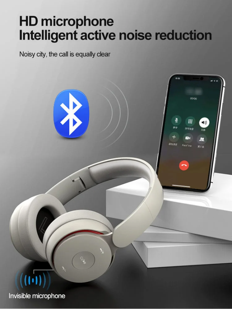 R8 Bluetooth-compatible Headphone Subwoofer Stereo Card Sports Headset Active Noise Cancelling Powerful Sound Music Earphones |