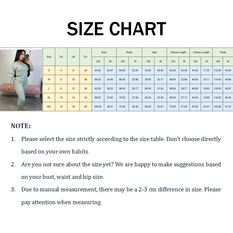 

Two Piece Sweater Outfits Women's Tracksuit Winter Female Waffle Sweater Suit Round Neck Long Sleeves Elastic Trousers Suits Set