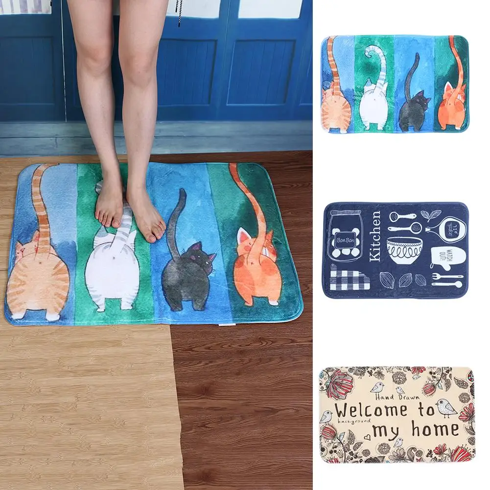 

HOT SALES!!! Lovely Cat Tableware Letters Anti-slip Doormat Rug Carpet Mat Home Floor Decor Cartoon Floor Mat Anti-slip Rugs