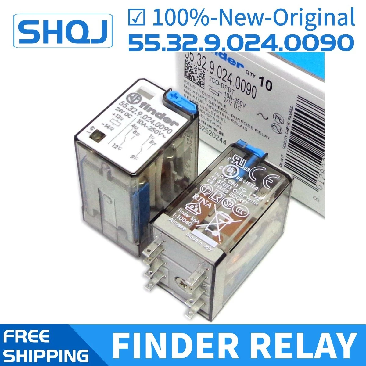 

finder relay 55.32.9.024.0090 24VDC LED 2CO 8PIN 10A 100%-new-original