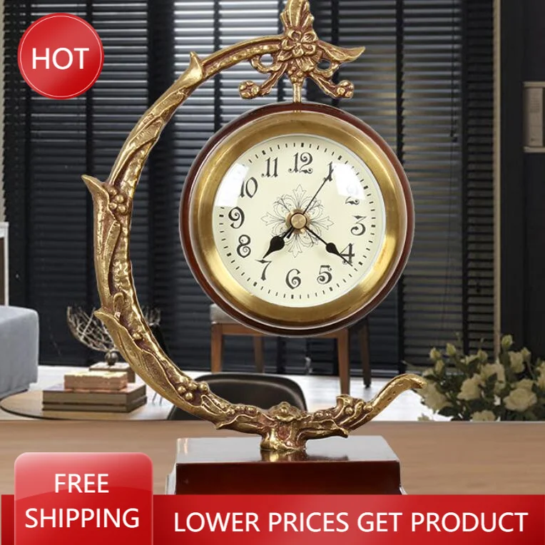 

Fashion Living Room Luxury Table Clock Modern Design Metal Large Table Clock Creative Vintage Relogio Digital Mesa Home Watch