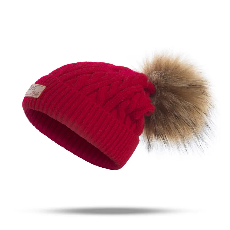 red hat Evrfelan/Модная брендовая детская шапка и шарф, комплект из 2 предметов, зимняя шапка, шарф для девочек и мальчиков, помпоны, шапочки, набор шарфов, детские подарочные аксессуары - Цвет: red hat