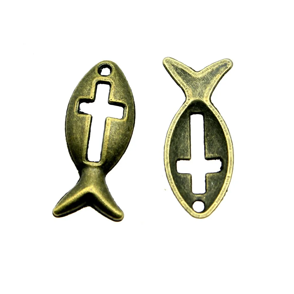 30 шт. Очаровательные Подвески в виде Иисуса рыбы 2 вида цветов Креста для