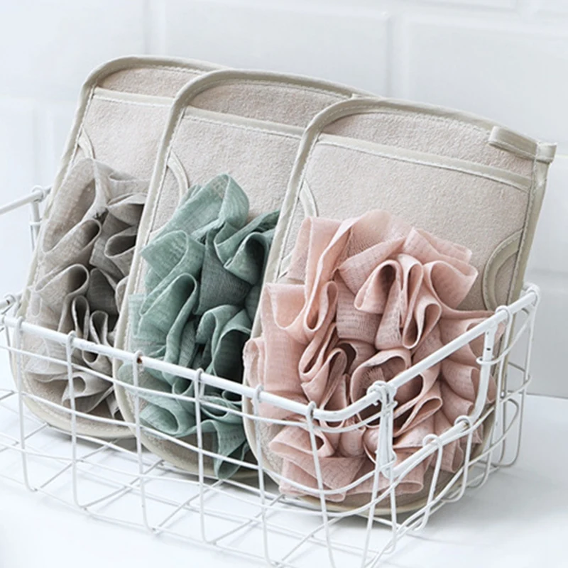 

Shower Scrubbing Tool with Double-Sided Gloves Shower Exfoliating Sponge Bath Flower Scrubbing Tool