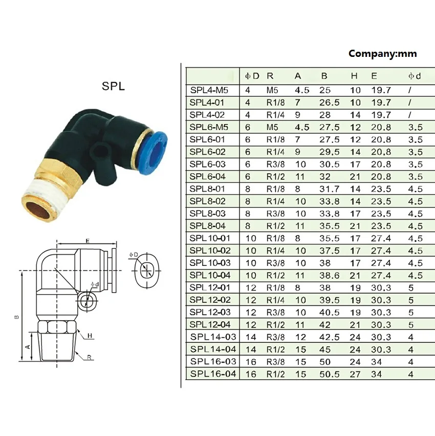 Brass PL Pneumatic M5 1/8" 1/4" 3/8" 1/2" Male Thread Push Fit Swivel Elbow Connecter Fittings Adapter images - 6