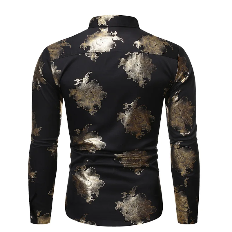 Мужская модная металлическая рубашка с цветочным рисунком | одежда