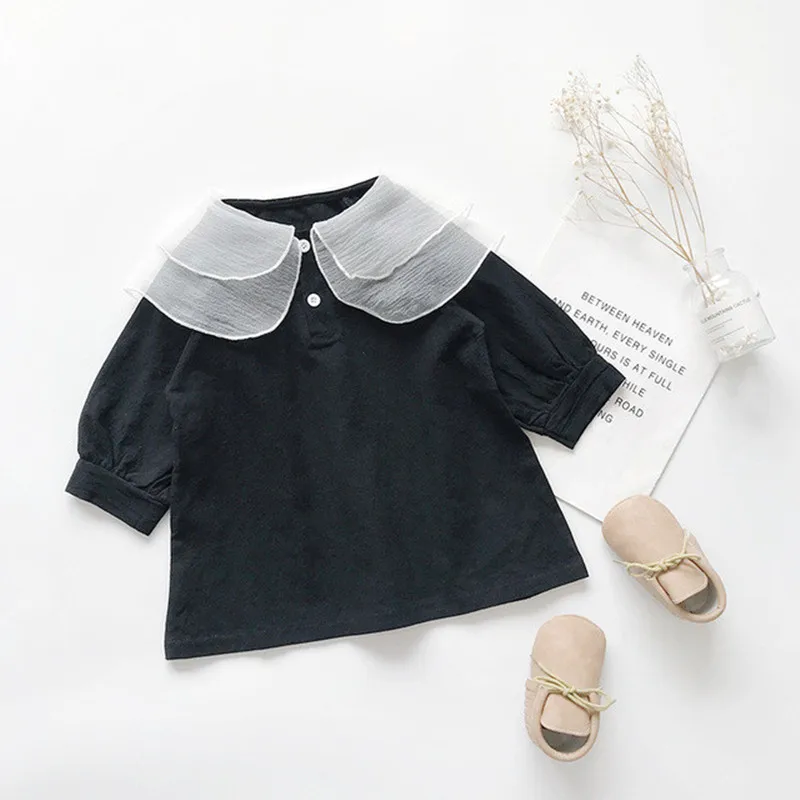 2019 Autumn New Princess Girls Dress Kids Mesh Collar Girl Dresses Children Long Sleeve Clothing dress Cute Vestido | Детская одежда и