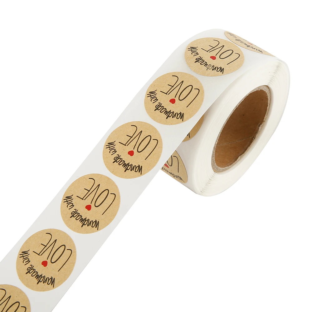500 этикеток в рулоне круглый натуральный Крафт Спасибо стикер s этикетки для