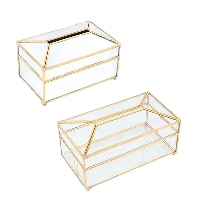 

Household Glass Tissue Box Nordic Minimalist Tissue Box Dustproof Storage Box Living Room Decoration