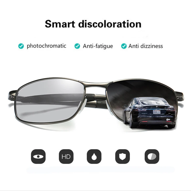 HD поляризованные солнцезащитные очки мужские переходная линза для вождения
