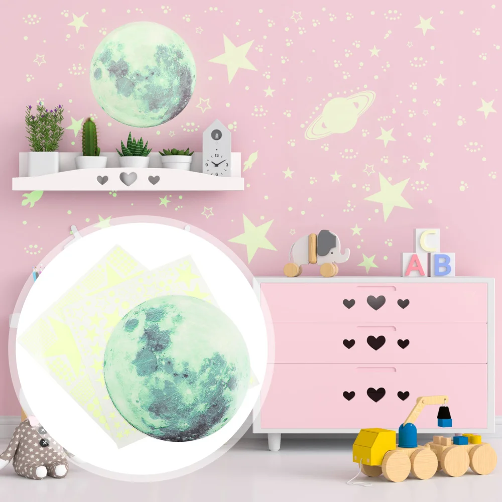 

1 Set Waterproof Art Mural Decor Night Sky PVC Luminous Star Style Wall Stickers