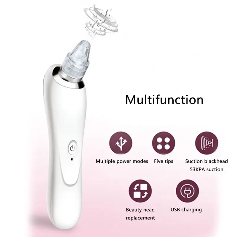 

USB Rechargable Multifunctional Electric Blackhead Meter Vacuum Suction Cleaner Face Cleaning Blackhead Removal Instrument Black