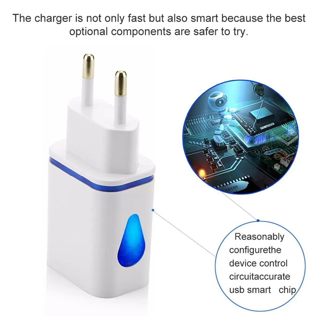Универсальное настенное зарядное устройство 2.1A 5V LED 2 USB адаптер для быстрой