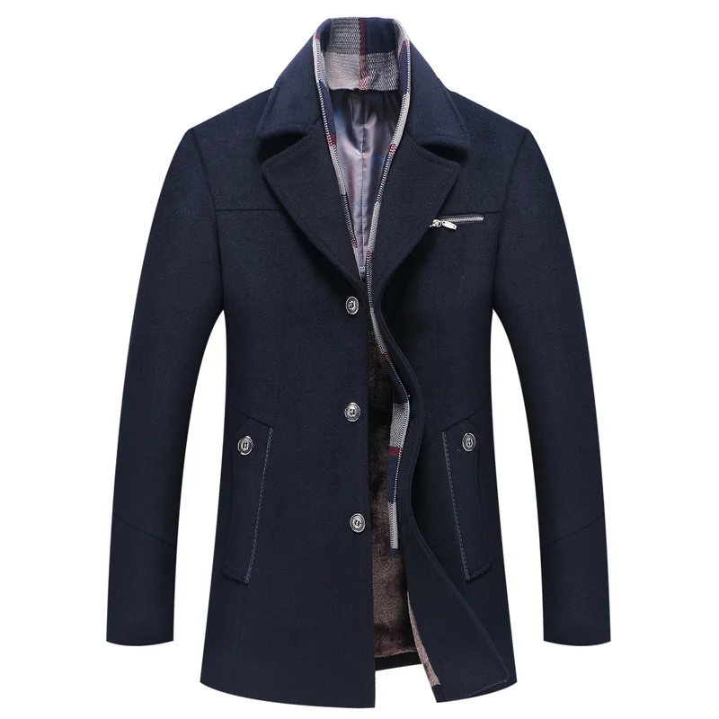 Men Winter Wool Coat Men's High Quality Plus Thick Blends Woolen Pea Male Trench Casual Overcoat M-4XL | Мужская одежда