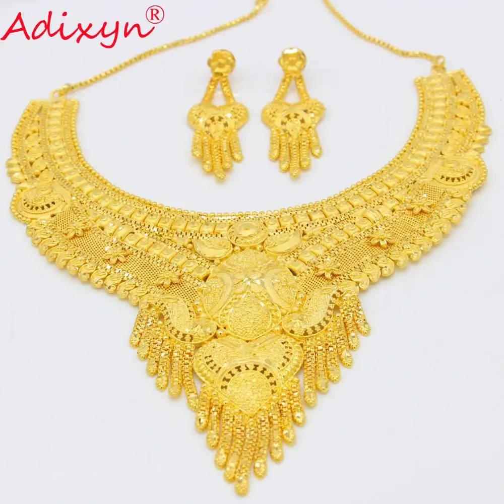 Adixyn африканская цепочка и серьги набор украшений для женщин золотого цвета