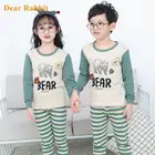 2022 г. Одежда для малышей Осенняя хлопковая одежда для сна для детей пижамные комплекты для мальчиков и девочек с рисунком динозавра детская одежда для сна, теплая куртка