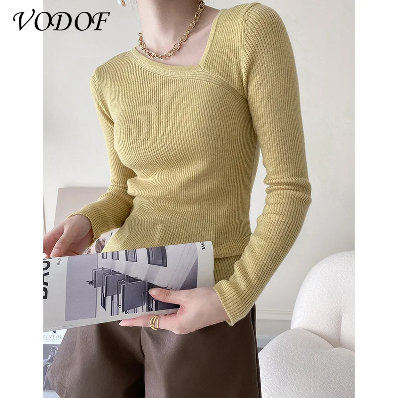 VODOF Autumn Winter Basic Turtleneck Knitting Bottoming Warm Sweaters 2021 Women's Pullovers Solid Minimalist Cheap Tops